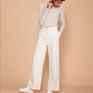 LOU & GREY HIGH RISE WIDE LEG PANTS - BONE COLOR